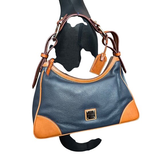 Dooney & Bourke Shoulder Bag Navy Blue Brown Leather Wallet Set Harrison Hobo - Picture 2 of 16